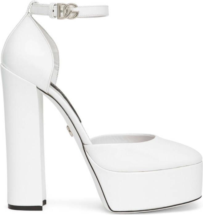 Dolce & Gabbana 105mm leather platform pumps White