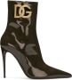 Dolce & Gabbana 105mm logo-plaque leather boots Brown - Thumbnail 1