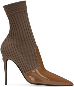 Dolce & Gabbana 105mm pointed-toe ankle boots Brown