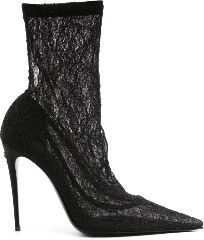 Dolce & Gabbana 110mm corded-lace boots Black