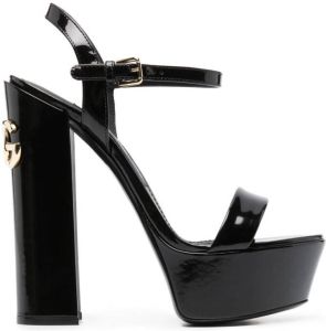 Dolce & Gabbana 150mm patent block heel sandals Black