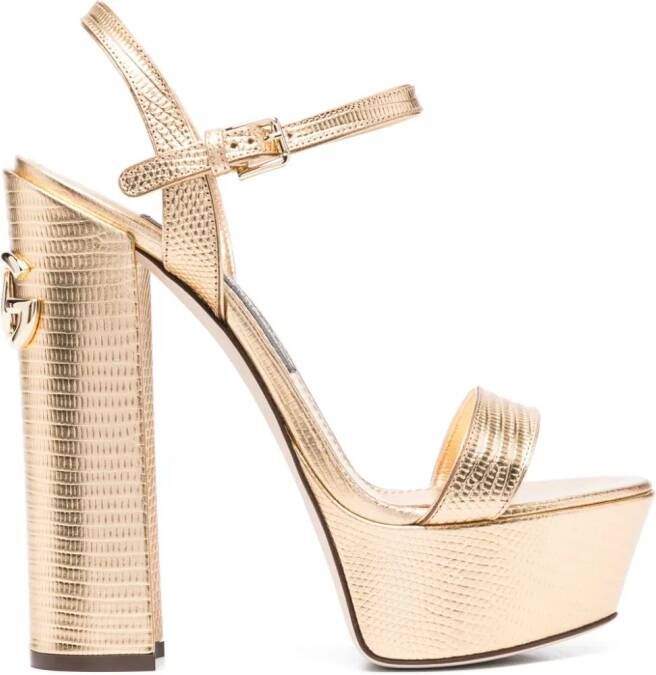 Dolce & Gabbana 150mm snakeskin platform sandals Gold
