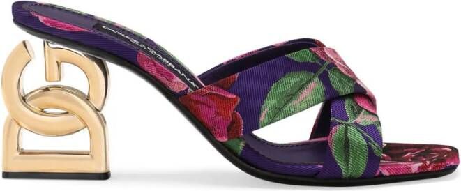Dolce & Gabbana 3.5-heel floral-jacquard mules Purple