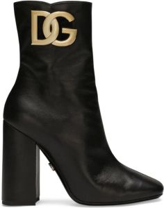 Dolce & Gabbana 90mm logo-plaque leather boots Black