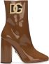 Dolce & Gabbana 90mm logo-plaque leather boots Brown - Thumbnail 1