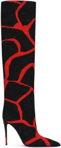 Dolce & Gabbana abstract-print knee-length boots Red