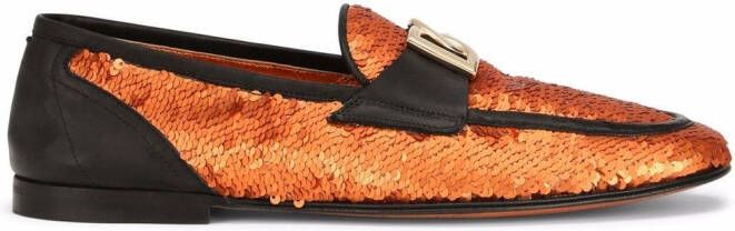 Dolce & Gabbana Ariosto sequin-embellished slippers Orange