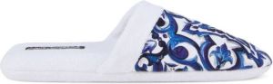 Dolce & Gabbana Barocco-print terry-cloth slippers White