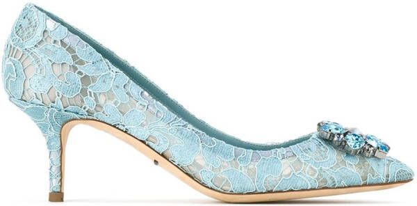 Dolce & Gabbana Rainbow Lace 60mm brooch-detail pumps Blue