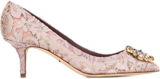 Dolce & Gabbana Rainbow Lace 60mm brooch-detail pumps Pink
