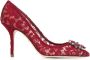 Dolce & Gabbana Rainbow Lace 90mm brooch-detail pumps Red - Thumbnail 1