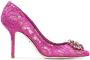 Dolce & Gabbana Taormina-lace crystal-embellished pumps Pink - Thumbnail 1