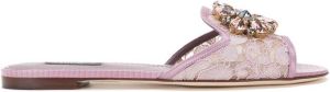 Dolce & Gabbana Bianca crystal-embellished lace sandals Pink