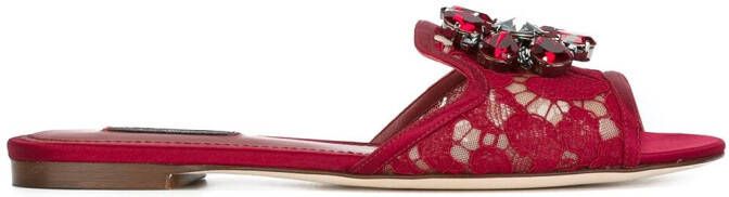 Dolce & Gabbana Rainbow Lace brooch-detail sandals Red
