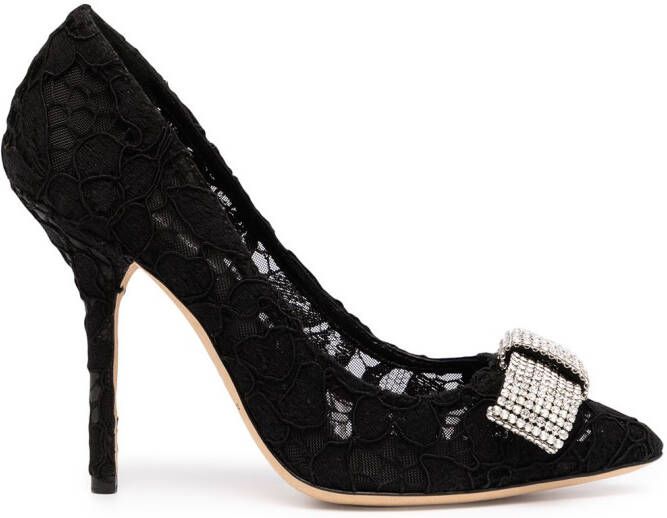 Dolce & Gabbana bow-embellished lace pumps Black