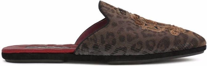 Dolce & Gabbana Bramante leopard print slippers Brown