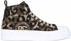 Dolce & Gabbana camouflage leopard-print high-top sneakers Green