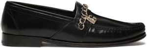 Dolce & Gabbana chain-trim leather loafers Black