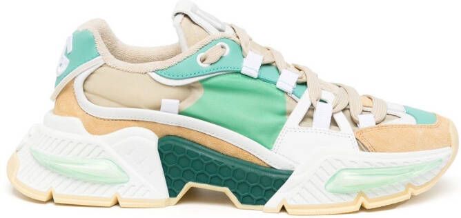 Dolce & Gabbana colour-block lace-up sneakers Green