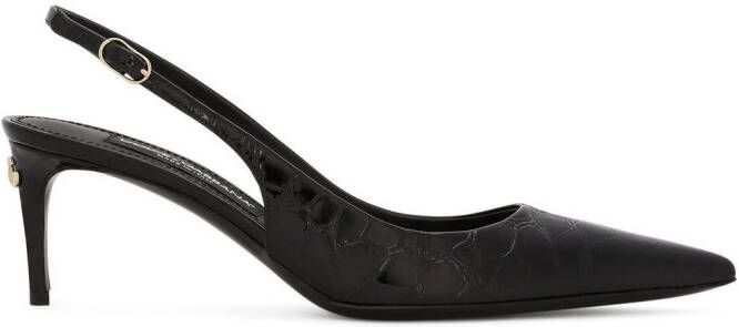 Dolce & Gabbana crocodile-embossed 60mm slingback pumps Black