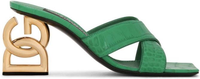 Dolce & Gabbana crocodile-embossed mules Green