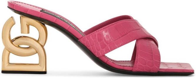 Dolce & Gabbana 3.5 75mm leather mules Pink