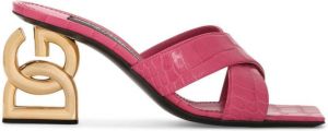 Dolce & Gabbana crocodile-embossed slip-on style mules Pink