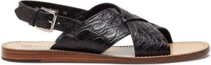 Dolce & Gabbana crocodile leather crossover strap sandals Black