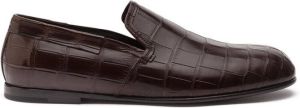 Dolce & Gabbana crocodile leather slip-on shoes Brown
