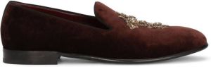 Dolce & Gabbana cross embellished velvet slippers Red