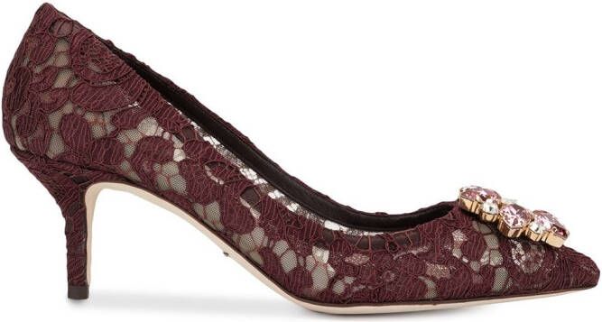 Dolce & Gabbana crystal-embellished 60mm lace pumps Red