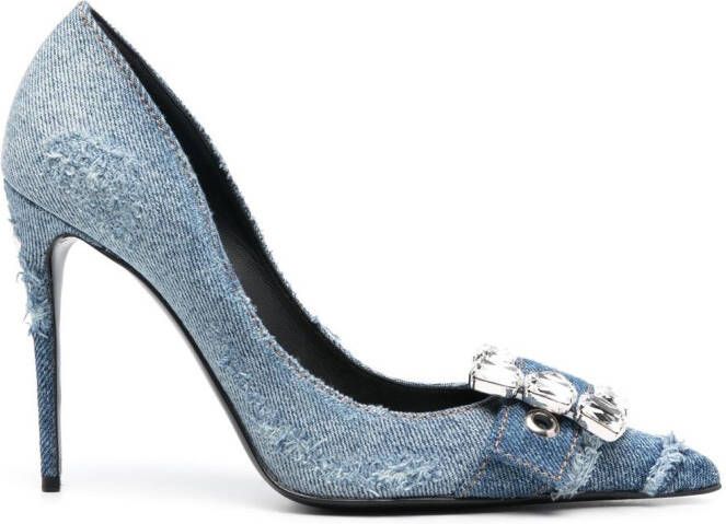 Dolce & Gabbana crystal-embellished denim pumps Blue