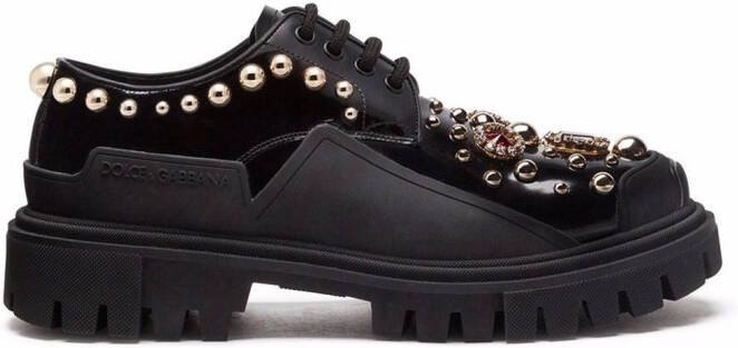 Dolce & Gabbana crystal-embellished lace-up shoes Black