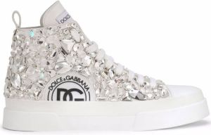 Dolce & Gabbana crystal-embellished lace-up sneakers White