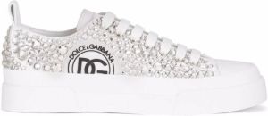 Dolce & Gabbana crystal-embellished lace-up sneakers White