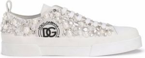 Dolce & Gabbana crystal-embellished lace-up sneakers White