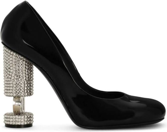 Dolce & Gabbana crystal-embellished leather pumps Black
