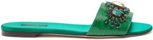 Dolce & Gabbana crystal embellished slide sandals Green