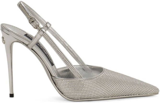 Dolce & Gabbana KIM DOLCE&GABBANA crystal-embellished slingback pumps Silver