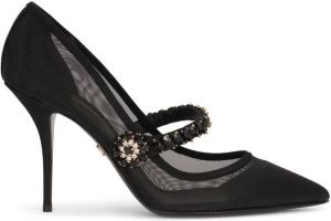 Dolce & Gabbana crystal-strap mesh pumps Black