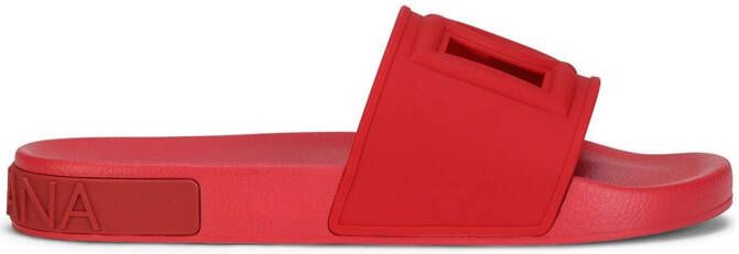 Dolce & Gabbana cut-out logo slides Red