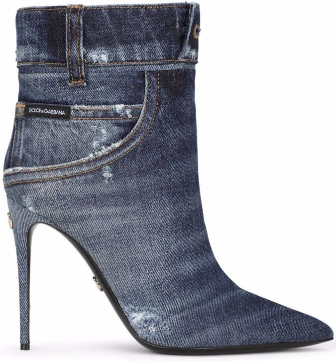 Dolce & Gabbana patchwork-denim ankle boots Blue