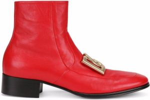 Dolce & Gabbana DG-buckle leather ankle boots Red