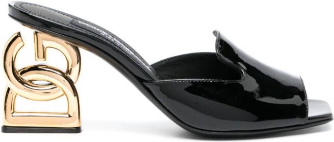 Dolce & Gabbana DG-heel 85mm leather mules Black