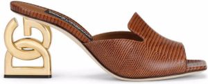 Dolce & Gabbana DG heel lizard-effect sandals Brown