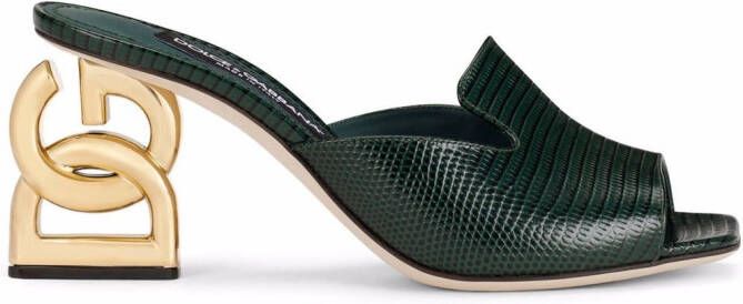 Dolce & Gabbana DG heel lizard-effect sandals Green