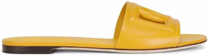 Dolce & Gabbana DG-logo leather sandals Yellow