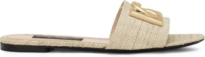 Dolce & Gabbana DG logo raffia sandals Neutrals