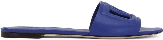 Dolce & Gabbana DG-logo leather sandals Blue