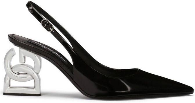 Dolce & Gabbana 3.5 patent leather slingback pumps Black